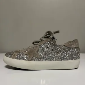 Golden Goose Kids Superstar Classic Silver Suede Glitter Sneakers  EU 29 US 12