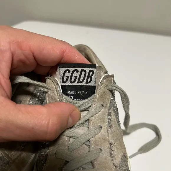Golden Goose Kids Superstar Classic Silver Suede Glitter Sneakers  EU 29 US 12