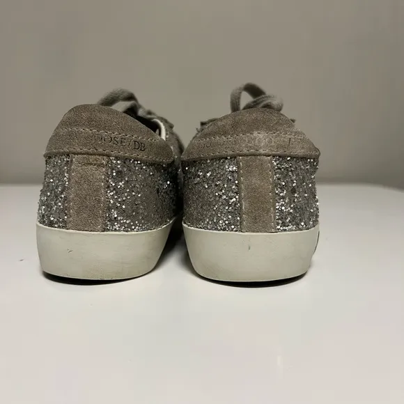 Golden Goose Kids Superstar Classic Silver Suede Glitter Sneakers  EU 29 US 12