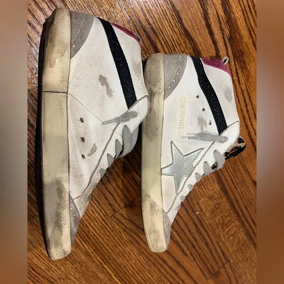 Golden Goose Mid Leopard Print Sneakers with silver Star