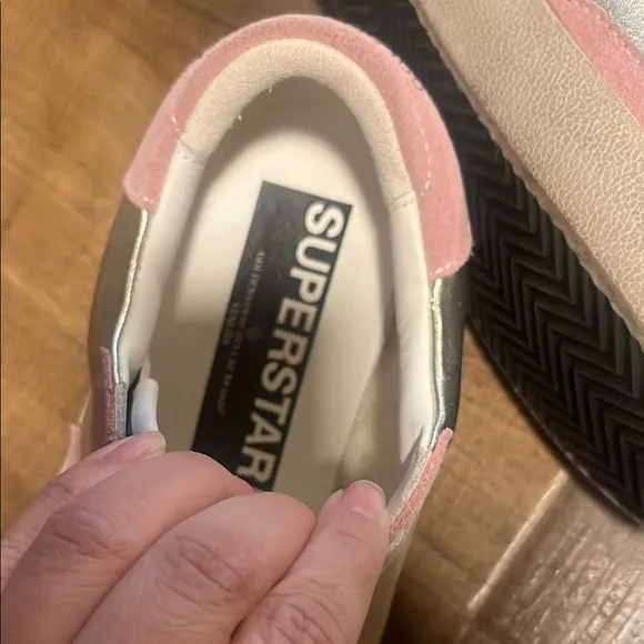Golden Goose Pink Suede and Silver Sneakers