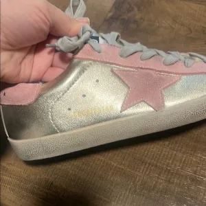 Golden Goose Pink Suede and Silver Sneakers