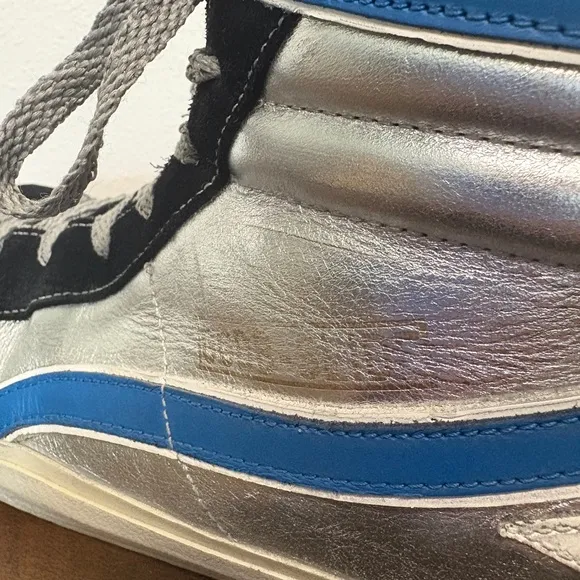 Golden Goose Slide Archive collection Silver metallic Leather size 46 US 13