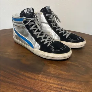 Golden Goose Slide Archive collection Silver metallic Leather size 46 US 13
