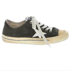 Golden Goose Suede V Star 2 Sneakers in Military Green &amp; White Patent Star Sz 9