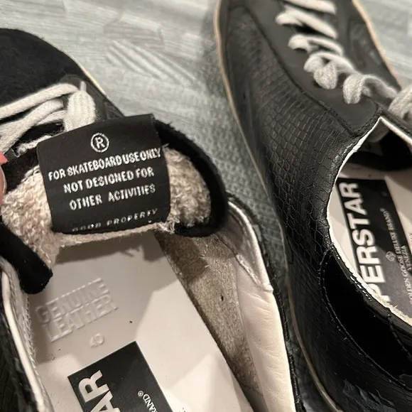 Golden Goose Superstar Black Python and Suede Sneakers, worn 4 times, size 10 W