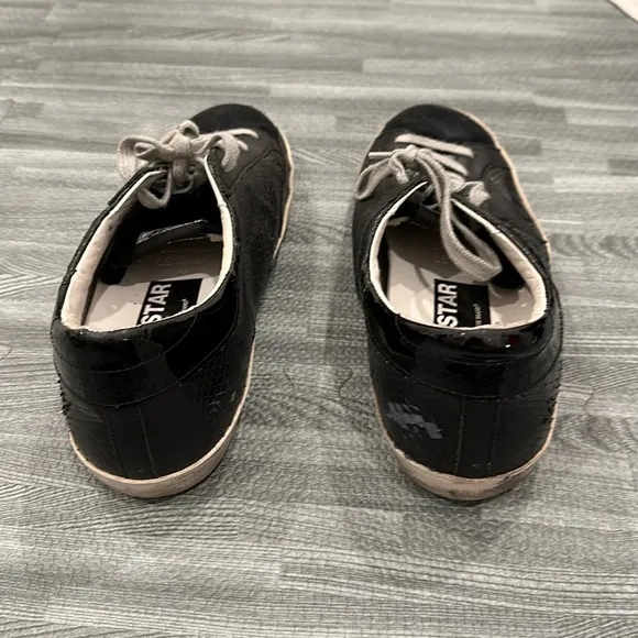 Golden Goose Superstar Black Python and Suede Sneakers, worn 4 times, size 10 W