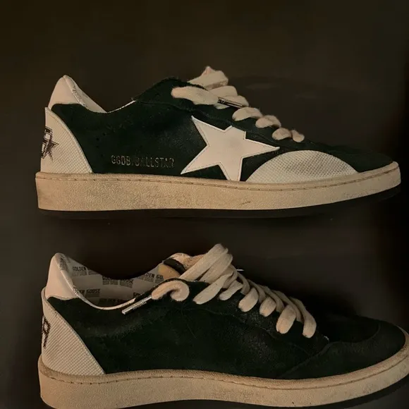 Golden Goose Women’s Ballstar Green Suede Sneakers