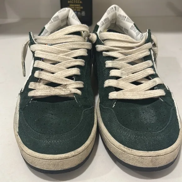 Golden Goose Women’s Ballstar Green Suede Sneakers