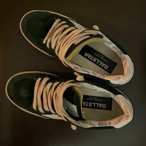 Golden Goose Women’s Ballstar Green Suede Sneakers