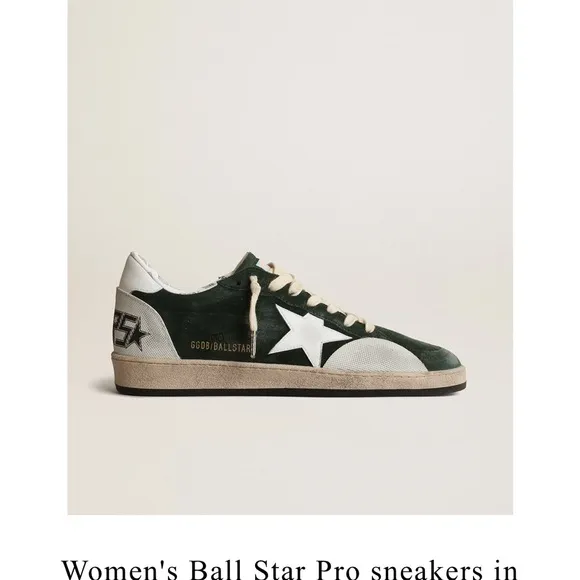 Golden Goose Women’s Ballstar Green Suede Sneakers