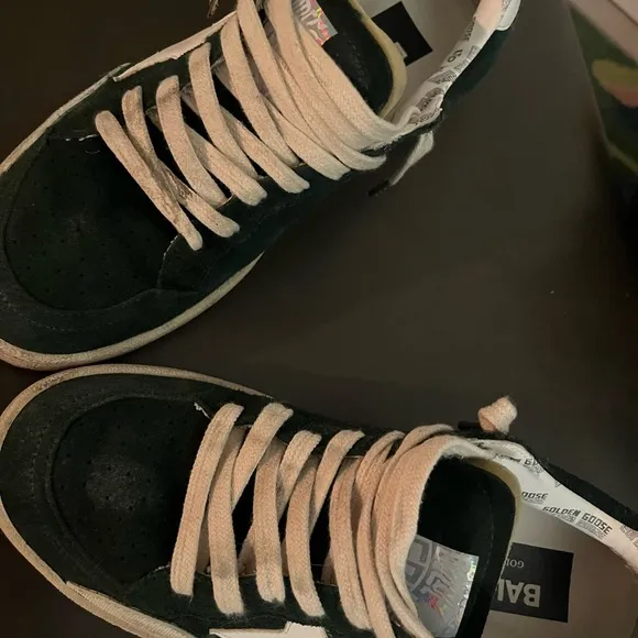 Golden Goose Women’s Ballstar Green Suede Sneakers