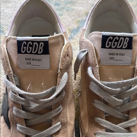 Golden Goose Women’s Tan and Pink Sneakers with Black Star - Worn Once!