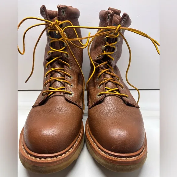Golden Retriever brown leather boots EUC size 9