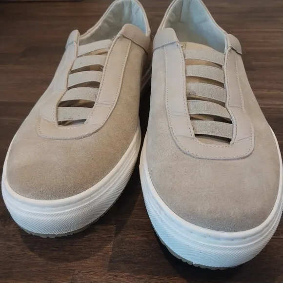 Good Man Brand Casual Shoes Mens 14 Beige Taupe Suede Leather Sneaker Walking