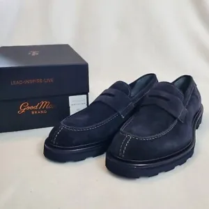 Good Man Brand Navy Blue Suede Leather Slip on Men's Shoes, NIB