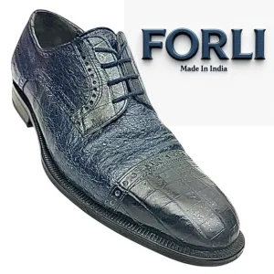 GORGEOUS FORLI MENS GENUINE CROCODILE &amp; OSTRICH BLUE OXFORDS 8 M $795 EUC