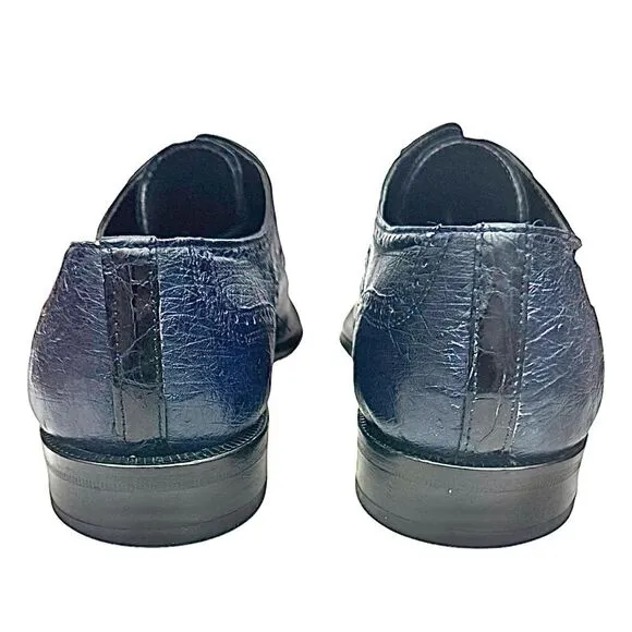 GORGEOUS FORLI MENS GENUINE CROCODILE &amp; OSTRICH BLUE OXFORDS 8 M $795 EUC