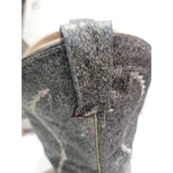 Gran Lider Gray Cream Leather Embossed Ostrich Cowboy Boots Mens Size 9 FLAW