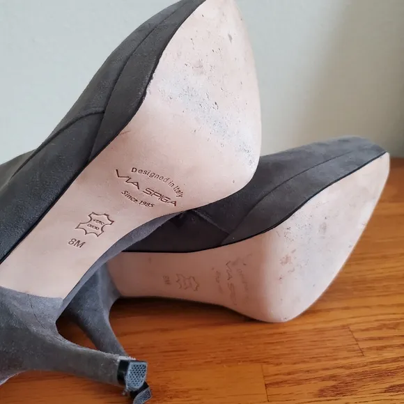 Gray Suede Via Spiga Women's Ankle Boots Shoe Size 8