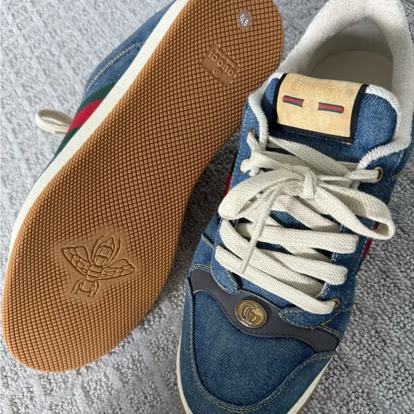 Gucci Men's Blue Denim Screener Sneakers