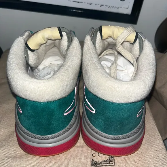 Gucci Ultra Pace Mid Teal Suede Sneakers