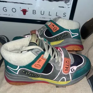 Gucci Ultra Pace Mid Teal Suede Sneakers
