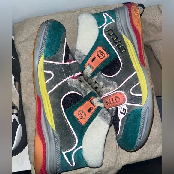 Gucci Ultra Pace Mid Teal Suede Sneakers