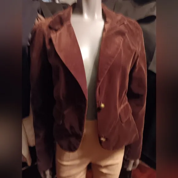 GUESS JEANS AUTHENTIC LADIES PURE COTTON VELVET LUX BLAZER (WINE)