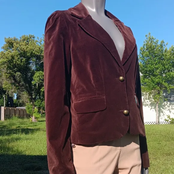 GUESS JEANS AUTHENTIC LADIES PURE COTTON VELVET LUX BLAZER (WINE)