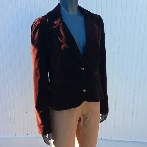 GUESS JEANS AUTHENTIC LADIES PURE COTTON VELVET LUX BLAZER (WINE)