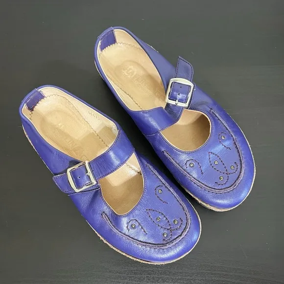 Haflinger Women's Mule Mary Jane Slip On Shoes Sandals Size 38/US 7.5 Purple