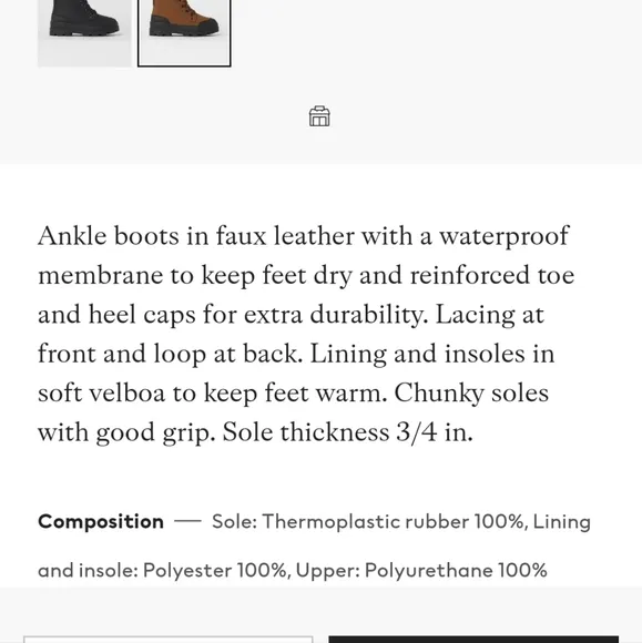 H&amp;M Kids Brown WaterProof Boots size 9