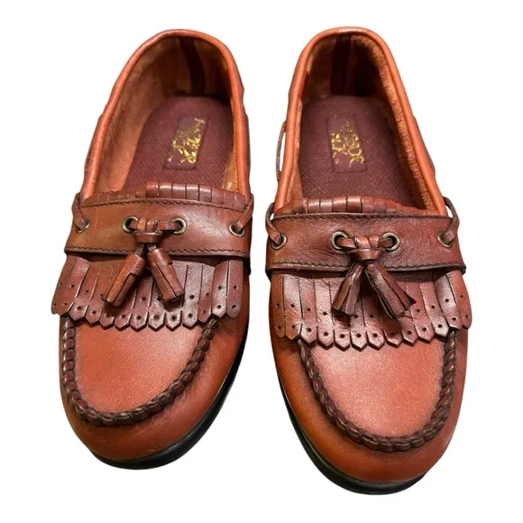 Harbor Tack | Men’s Tassel Slip-On Shoes – Brown Leather, Size 9.5, LeatherNew