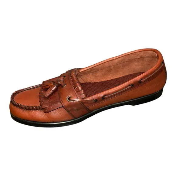 Harbor Tack | Men’s Tassel Slip-On Shoes – Brown Leather, Size 9.5, LeatherNew