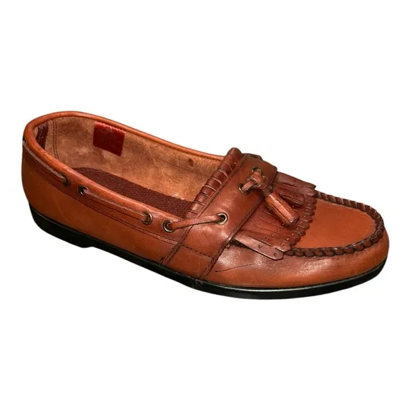 Harbor Tack | Men’s Tassel Slip-On Shoes – Brown Leather, Size 9.5, LeatherNew