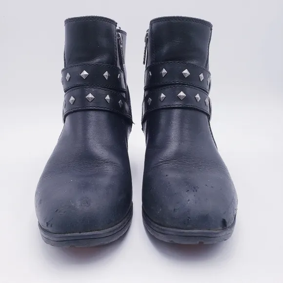 Harley Davidson Abney Waterproof Riding Boots Black Leather Ankle Bootie Size 10