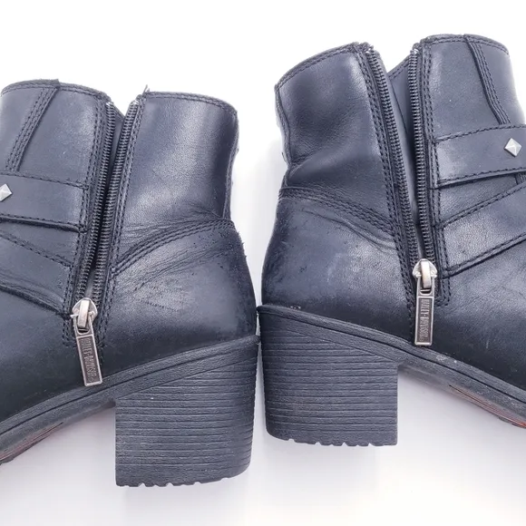 Harley Davidson Abney Waterproof Riding Boots Black Leather Ankle Bootie Size 10