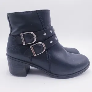 Harley Davidson Abney Waterproof Riding Boots Black Leather Ankle Bootie Size 10