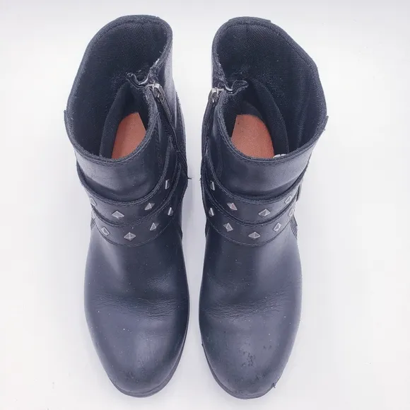 Harley Davidson Abney Waterproof Riding Boots Black Leather Ankle Bootie Size 10
