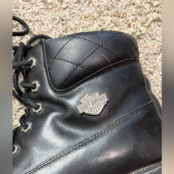 Harley-Davidson Black Leather Lace-Up Boots