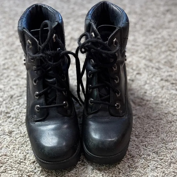 Harley-Davidson Black Leather Lace-Up Boots