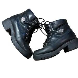 Harley-Davidson Black Leather Lace-Up Boots