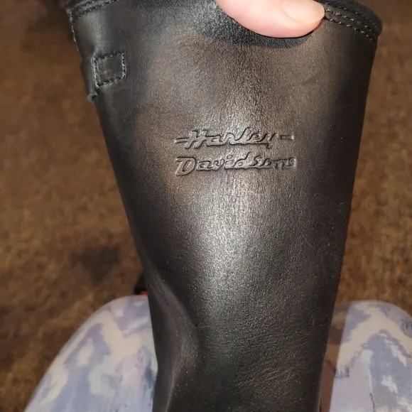 Harley Davidson Steel Toe Black Leather Buckle Boots Mens 9.5