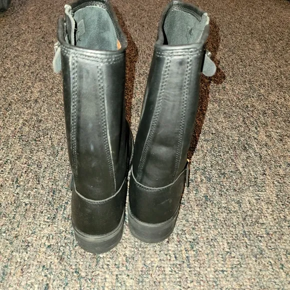Harley Davidson Steel Toe Black Leather Buckle Boots Mens 9.5