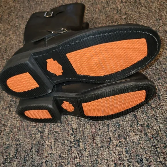 Harley Davidson Steel Toe Black Leather Buckle Boots Mens 9.5