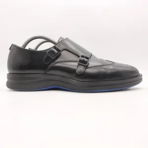HARRYS of LONDON Double Monk Strap Men's EU 44 Black Leather Wingtip Shoes Italy