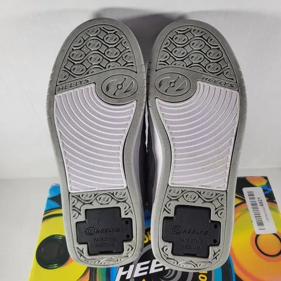 Heelys Youth Girls Gray &amp; Pink Roller Shoes With Removeable Wheels &amp; Tool Size 3