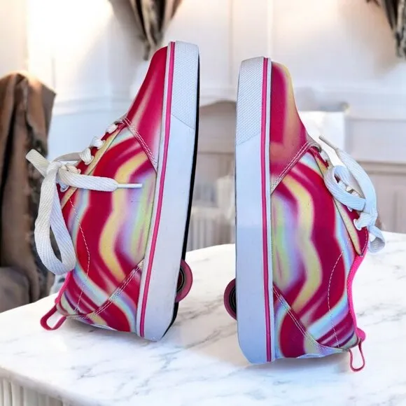 Heelys Youth Size 2 Rainbow Tie-Dye Sneaker Skates Shoes With Wheels