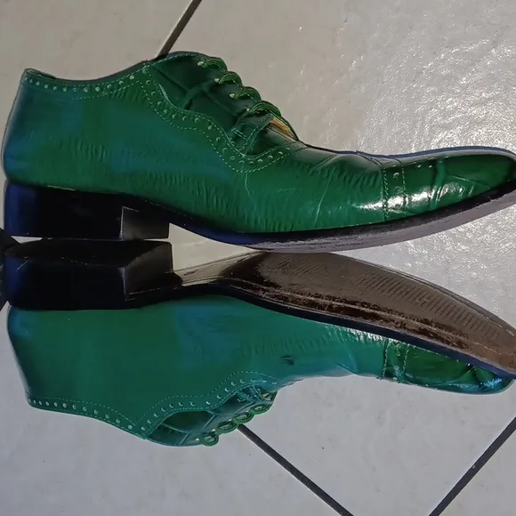 Henley Genuine Leather Green Oxford Style Dress Shoes